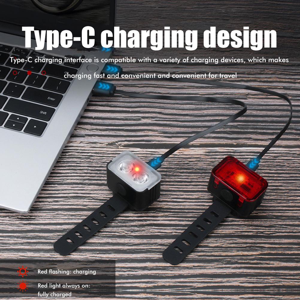 USB Rechargeable Bike Light Set IPX6 Waterproof Bike Front Headlight Rear  Light Outdoor Cycling Safety Flashlight for