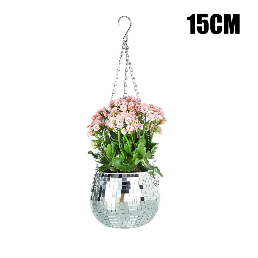 Home Hanging Mirror Ball Planter Decorative Plant Pots Hanging Flower Pot for Indoor Outdoor Home Garden Decor WWO66