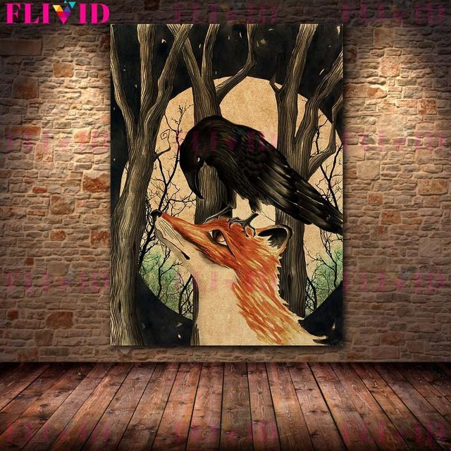 Bloodmoon The Raven Retro Wall Art Oil Painting Seven Crows Dinner Retro Mysterious Art Poster