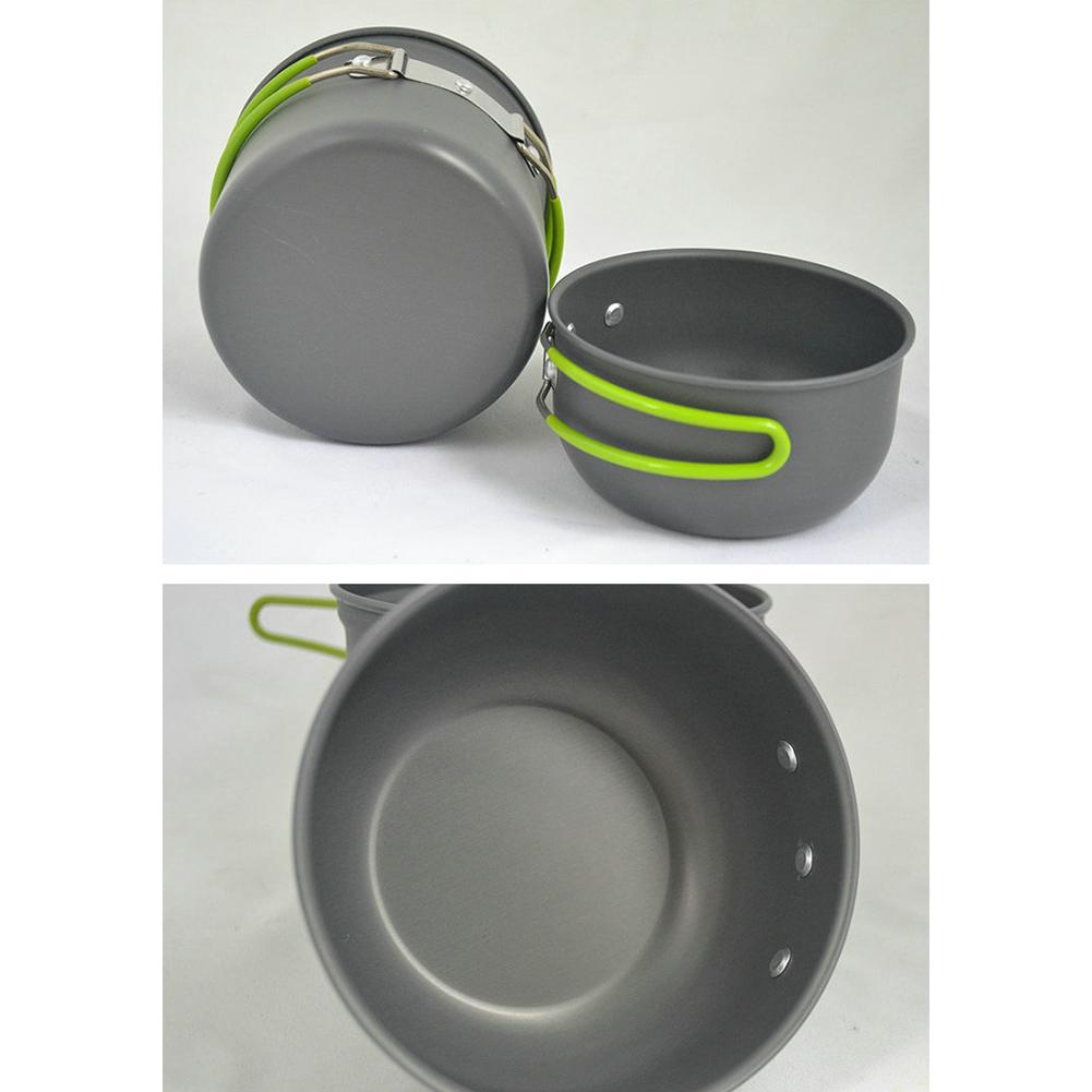 Hiking Picnic Tableware Pan Outdoor Camping Non-stick Pot Cookware with Scald Prevention Foldable Handle