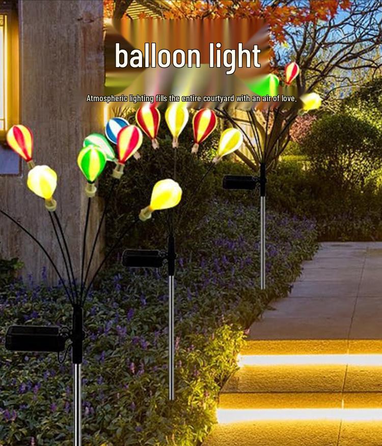 Solar LED Hot Air Balloon Sway Light - Outdoor Waterproof Garden Decor