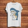 Cute Cat Shark Meow Funny Tshirt Unisex Summer New White Casual Short Sleeve Unisex Cool Unisexga Streetwear T Shirt