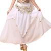 Fashion Ladies' Belly Dance Skirt Chiffon Big Swing Skirt Women Sequin Stage Performance Dress Solid Color Half Body Skirt