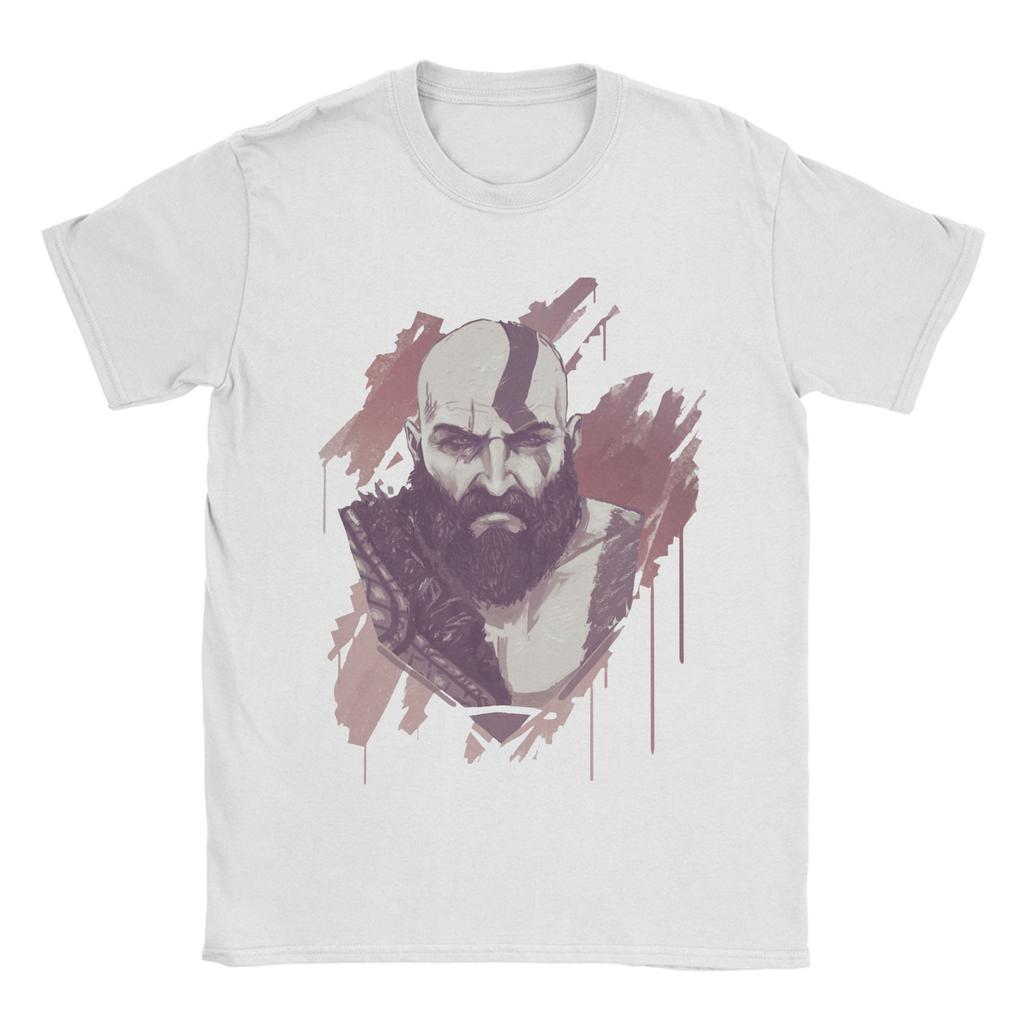 Self Art Gow T Shirts Unisexs Pure Cotton Novelty TShirt Round Neck God of War Kratos Tees Short Sleeve Tops Plus Size