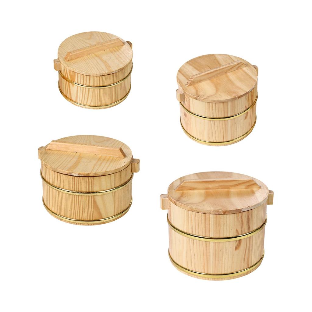 Wooden Steaming Rice Bucket Reusable with Cover for Home Restaurant Kitchen