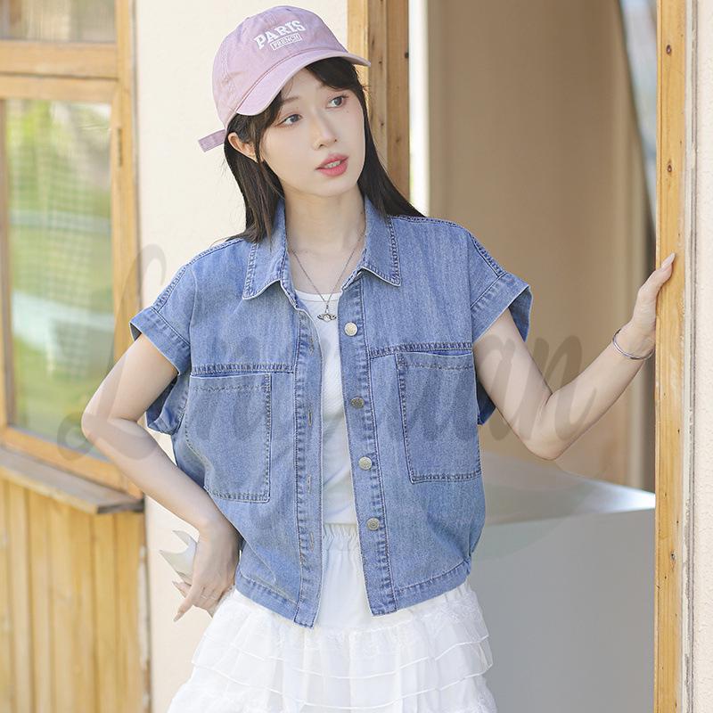 

European Chic Retro French Design Denim Shirt - Summer New Arrival, 2 Colors XL светло-синий