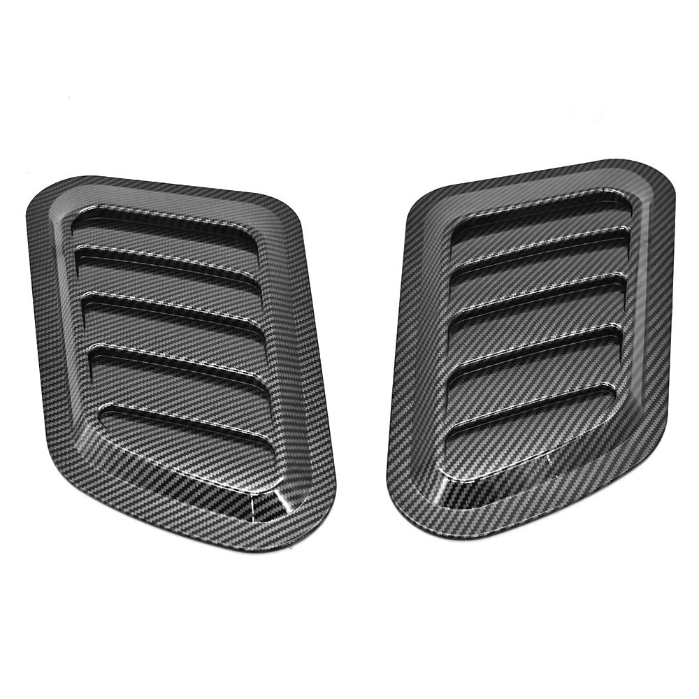 Universal Carbon Fiber Universal Car Hood Scoop Air Intake Fast Flow Vent Decorative Trim Styling 2PCS Exterior Decoration