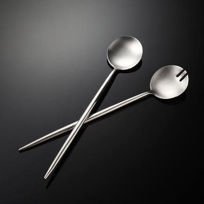 Acier inoxydable 430 Portugais fourchette à salade allongée et cuillère cuillère à remuer ponçage hôtel cuillère publique vaisselle occidentale