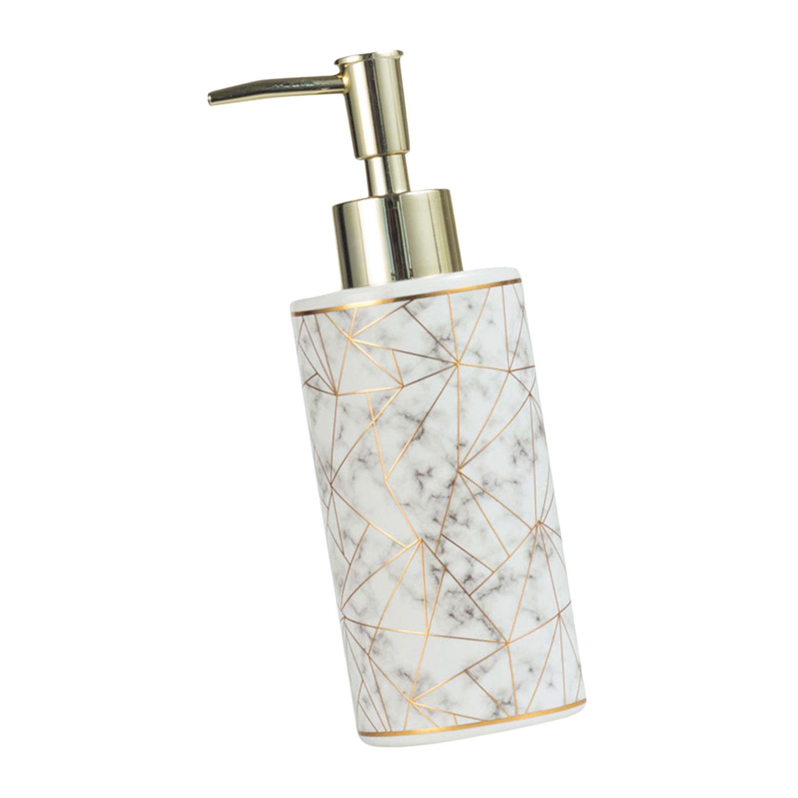 

300 мл Мраморный Керамический Диспенсер для Лосьона Многоразовая Бутылка с Мыльным Насосом Пустая Бутылка Обновления для Дезинфицирующего Средства для Рук и Шампуня белый