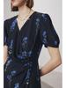 Damen V-Ausschnitt Seidenkleid - Frühjahr/Sommer Kollektion 2025, Kurzärmelig, Gefütterter Doppel-Crepe, 100% Maulbeerseide.