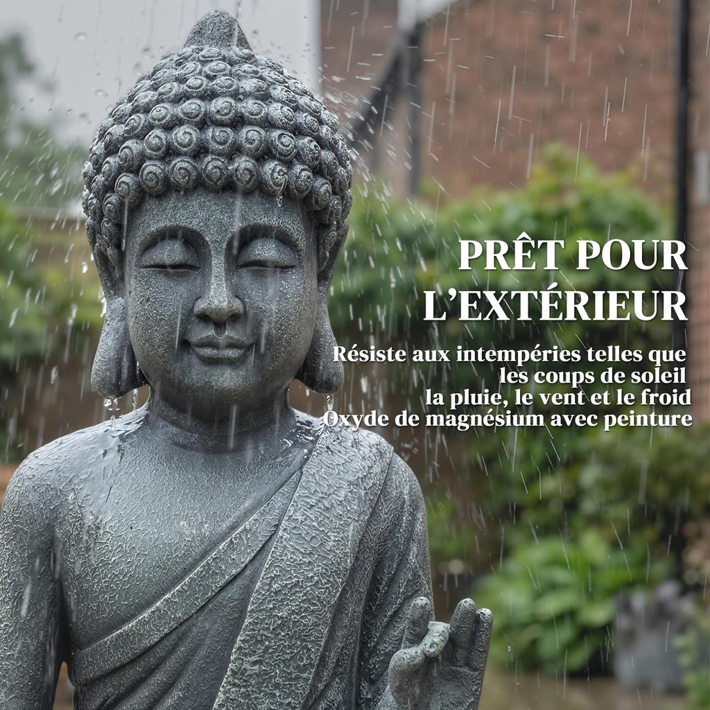 Garden Statue, Seated Buddha, Magnesium Oxide, 32 x 23 x 51 cm, Dark Grey