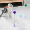 1pc Interactive Cat Toy with Plush Ball - Metal Spring Teaser Stick, Suction Cup Base, Colorful & Battery-Free, Encourages Hunting Instincts