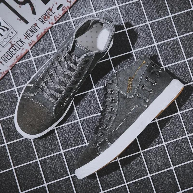 Canvas Shoes Men's 2024 New Spring and Autumn Fashion High Top Casual Sports Shoes Breathable and Versatile Denim Board Shoes