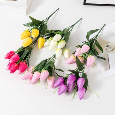 1 Zweig 33cm Künstliche Blume Kein Gießen Kein Verblassen Falsches Seidentuch Hochzeit Braut Handgehalten 6 Köpfe Simulation Tulpen Heimdekoration