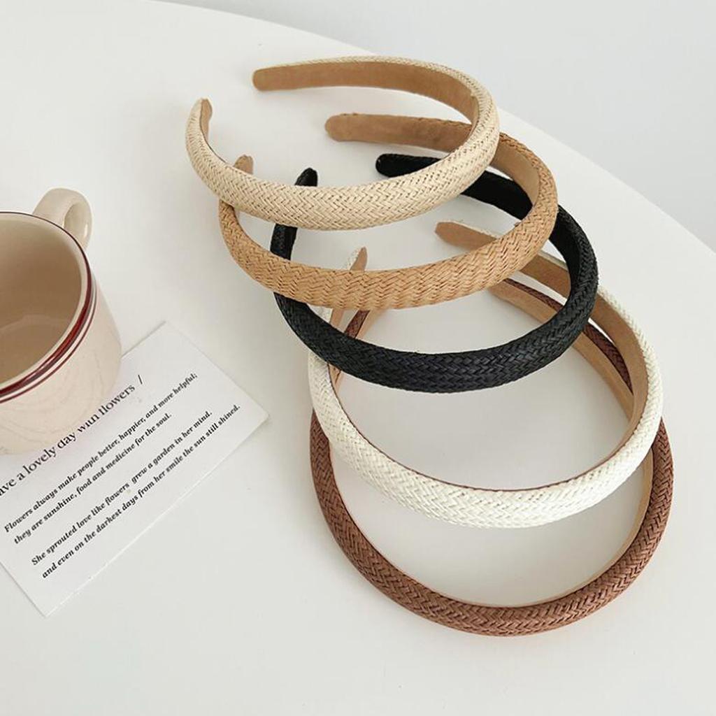 PROLY New Fashion Women's Hair Accessories Fresh Summer Headwear Straw Woven Hairband Adult Headband