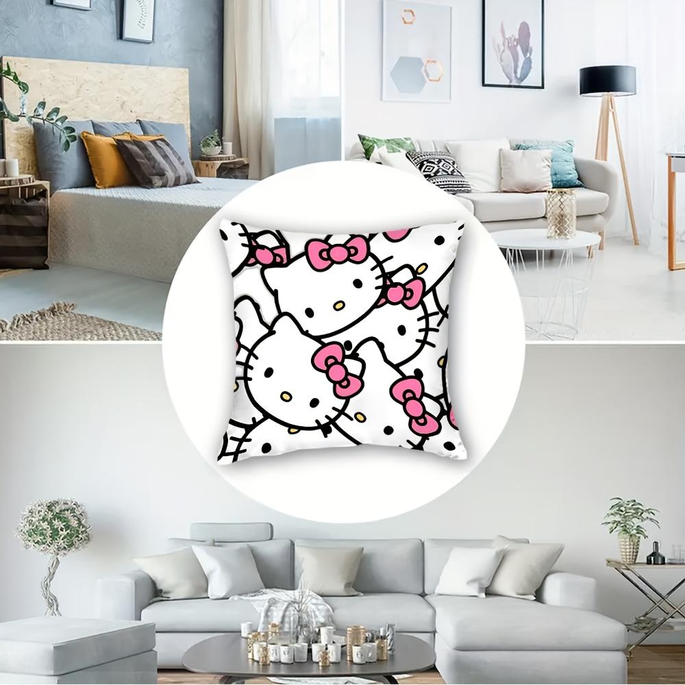 Jit Hello Kitty All-Over Double-Sided Pillow Cover 2D Print Cute Home Decor Sofa Pillowcase Functional Cartoon-Themed Attractive