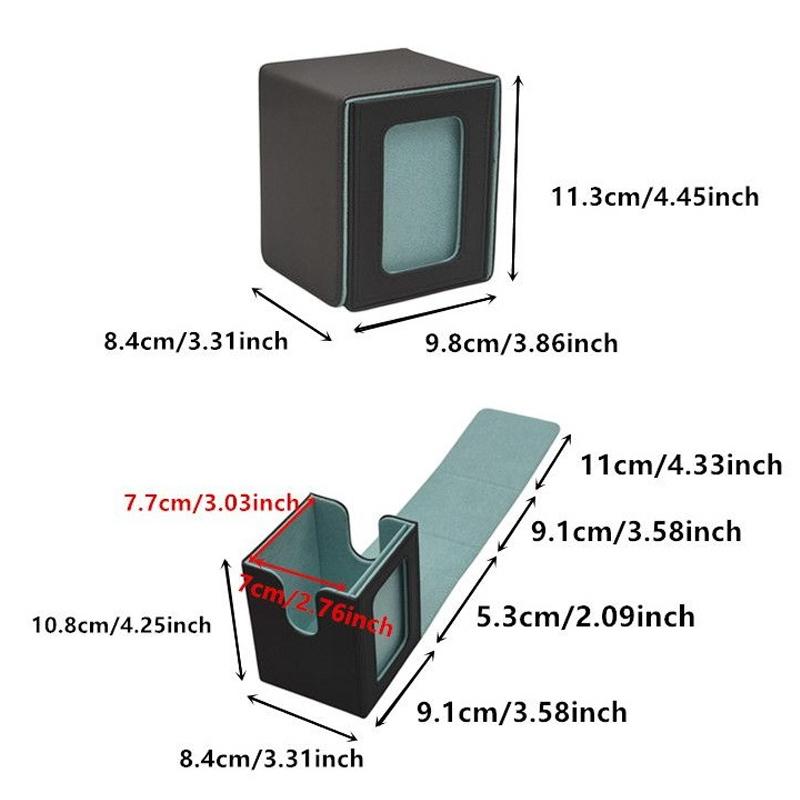 Non-Toxic Card Deck Box With Display Window Trading Card Storage Box Can Hold 120 + Single Sleeved Cards Magnetic Pu Leather Box
