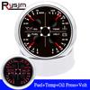 HD 85mm 4 In 1 Multifunction Oil Pressure/Water Temp/Voltmeter/ Fuel Level 0-190 Ohms 240-33 Ohms 40-120℃ Temp With Alarm
