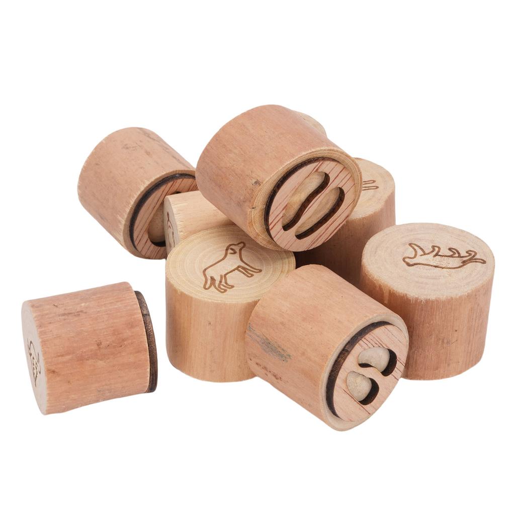 9PCS Animal Pattern Stamps Sandal Wood Multifunctional Decorative Animals Print Stamps for Scrapbook