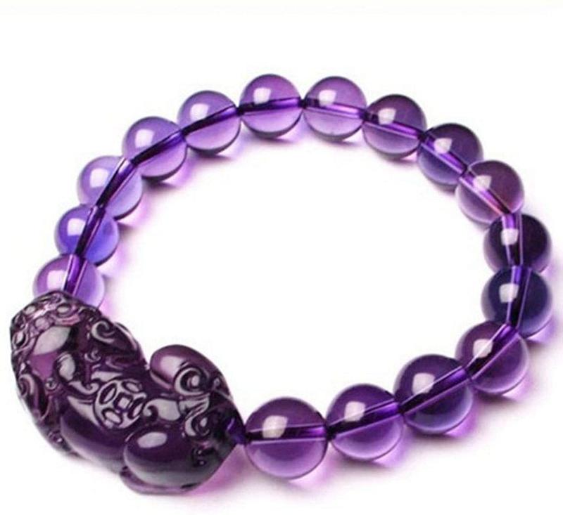 Feng Shui Wealth Bracelet Amethyst PIXIU Bracelet Men's and Women's Crystal Beads Bracelet Attract Lucky Gift Couple Friend
