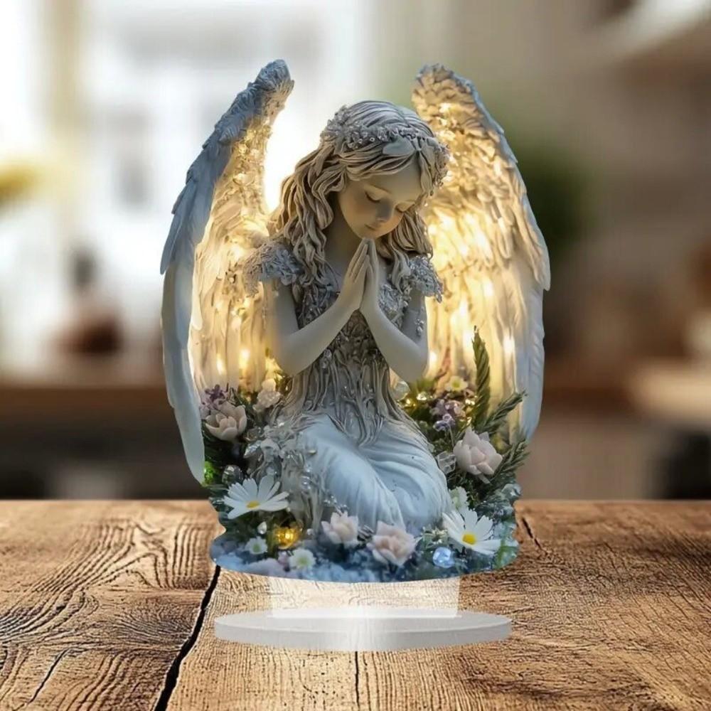 Warm Atmosphere Angel Statue Acrylic Prayer Angel Acrylic Ornament Desktop Decoration  Christmas