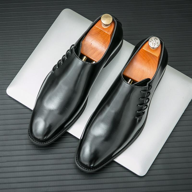 Spring New Brand Men's Comfortable Pointed Oxford Shoes New Men's Breathable Brown/black Business Casual Leather Shoes