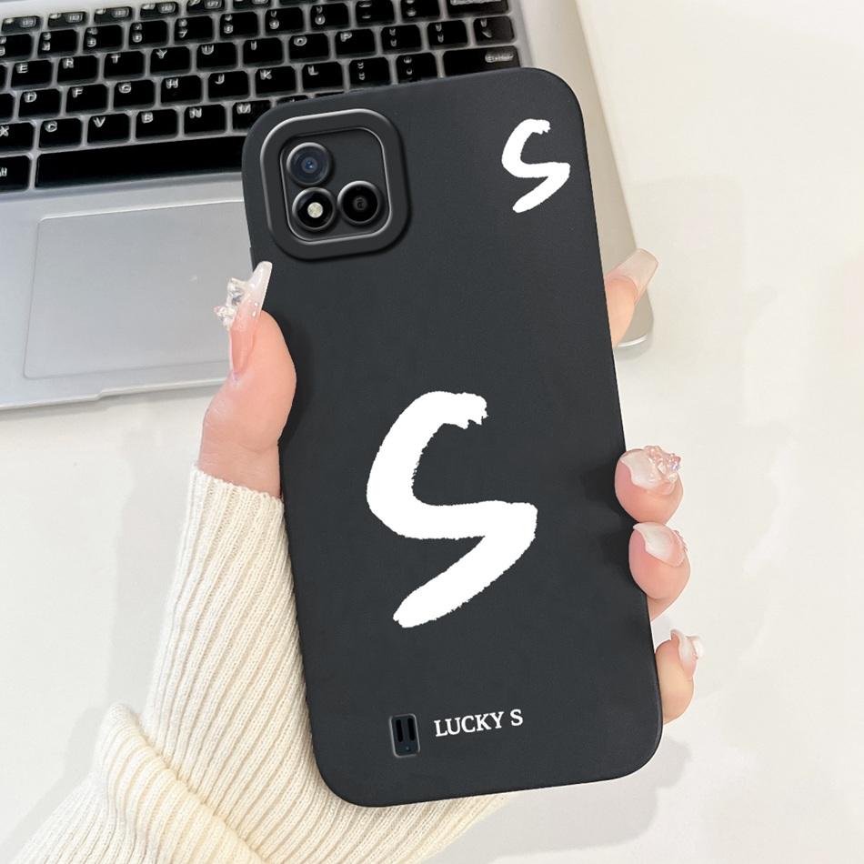 For Realme C11 (2021) Lucky Initial Letter Phone Case For Realme C11 2021 2020 RMX3231 RMX2185 Soft Silicone Shockproof Cases