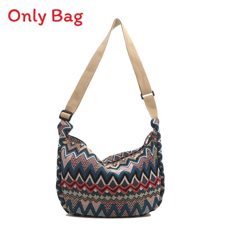 Womens Street Style Canvas Shoulder Bag With Zipper Closure And Mobile Pocket