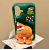 Cute Healing 3D Christmas Gingerbread Man Stand Phone Case For iPhone 17 AIR 16 15 14 13 12 Pro Max  Y2K Cartoon Green Cover