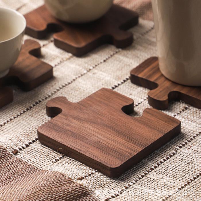Black Walnut Tea Ceremony Coaster - Japanese Style Wood Insulation Mat and Tray