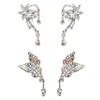 Romance Floral Butterfly Clip On Earrings Rhinestones Bridal Jewelry For Special Occasions