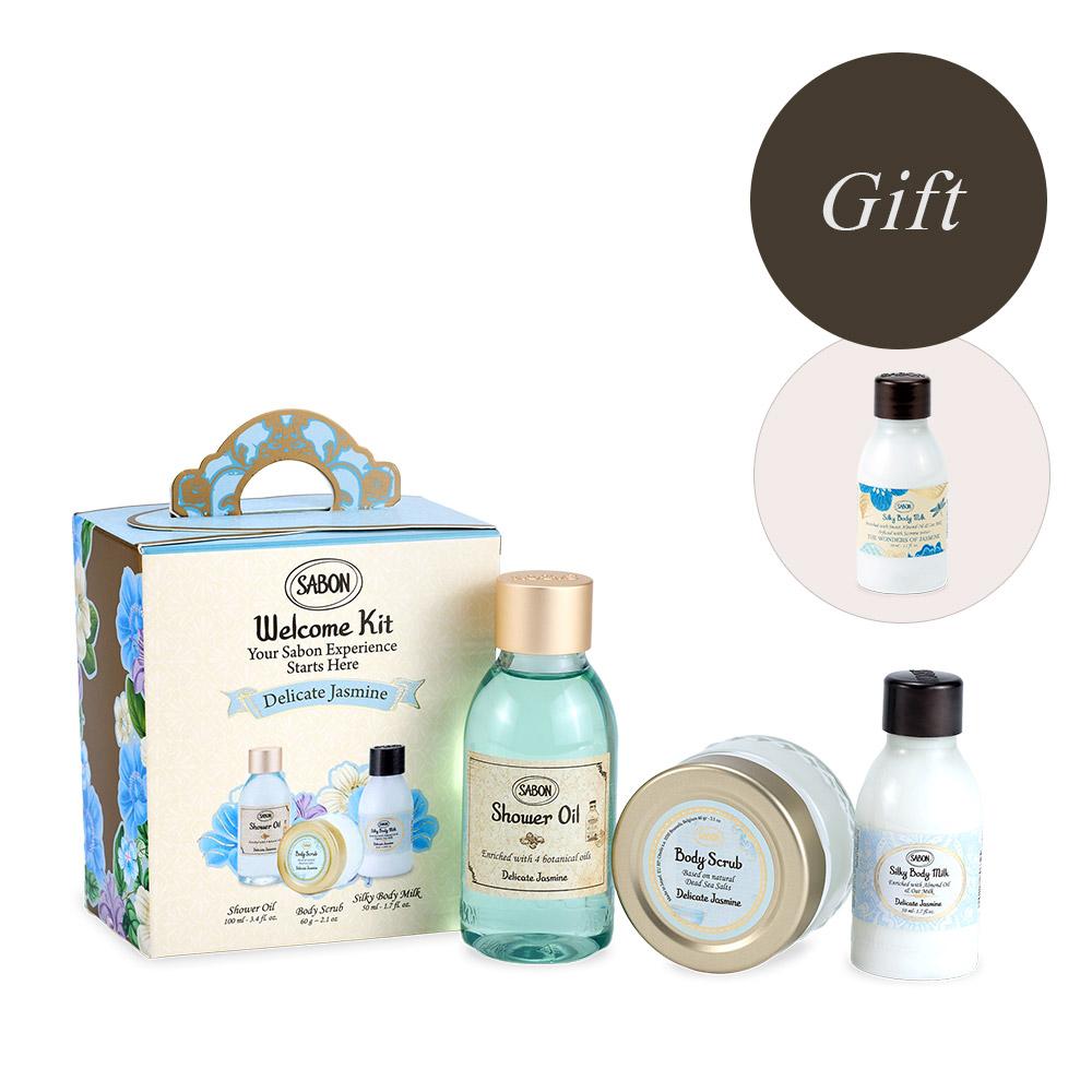 [Sabon] Welcome Kit Delicate Jasmine (Shower Oil & Body Scrub & Silky Body Milk)