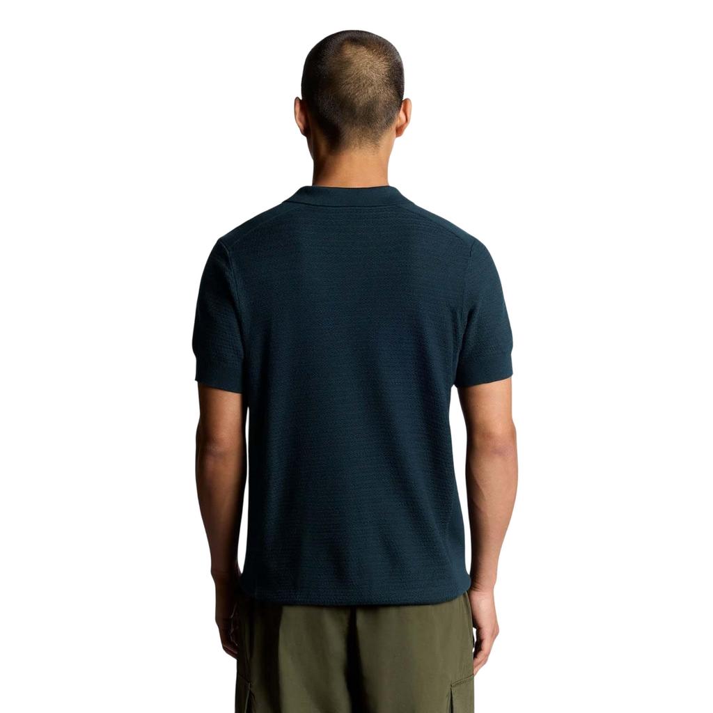 Pánské pletené polo tričko Lyle & Scott se vzorem rybí kosti