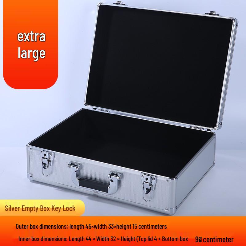 Aluminum Alloy Portable Toolbox with Lock for Hardware, Documents, and Cash Storage