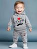 Baby Boys Hoodie Set, "I Love My Papa" Print 2-Piece Outfit, Toddler Casual Long Sleeve Tracksuit