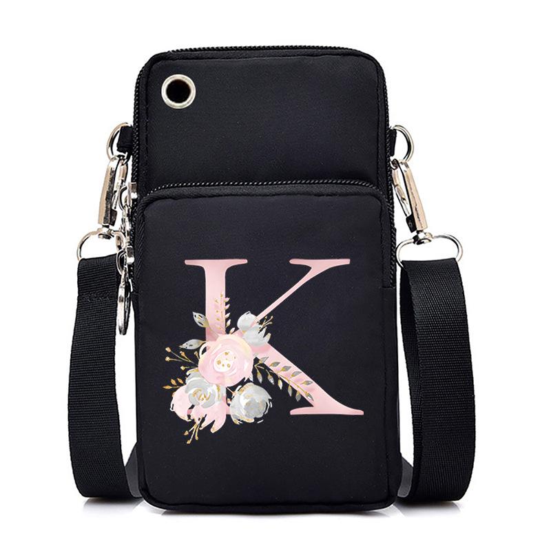 Letter Printing Black Oblique Span Bag Casual Portable Multi-Function Mobile Phone Bag