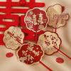 Double-Sided Red Xi Wedding Bridesmaid Fan for Morning Photos