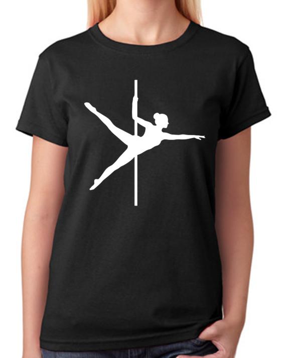Pole Dancer Silhouette Fitness Art Ladies T-Shirt Dance Lover Tee S