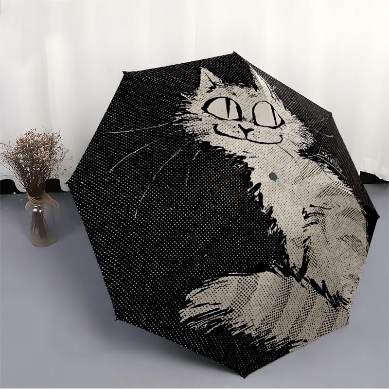 1 Stück Katzenbart Automatisches Öffnen/Schließen Regenschirm, Tragbarer Faltregenschirm, Kompakter Reise-Regenschirm für133