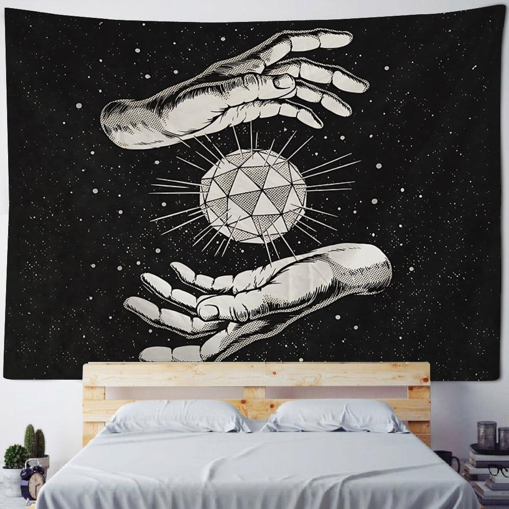 Astronaut Star Planet Tapestries - Meditation Starry Sky Living Room Decor Therapy Energy Field Art Background Design