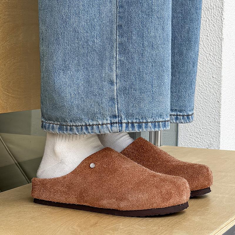 Platform-soled Boken shoes, new bag head, fashionable and breathable Boken shoes 45370 long hair gray, brown-Y