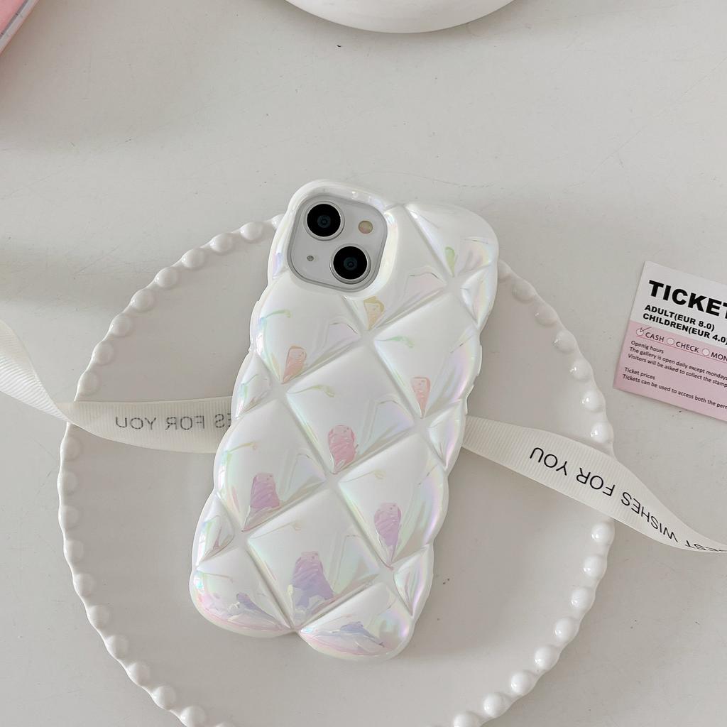 Electroplating colorful rhombus pattern is suitable for iPhone15Pro max mobile phone case Apple 16 new 14/13 sense