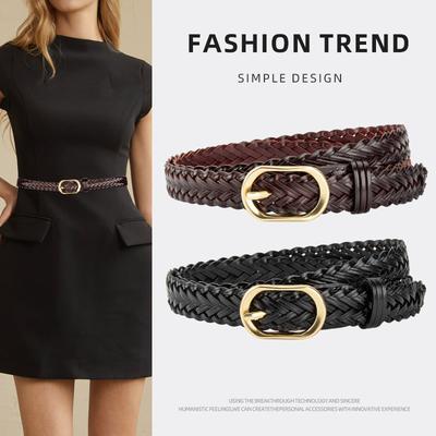 European, American and Korean Version of Braided Women's Belt High-end Dress Accessories Without Punching Belt Women