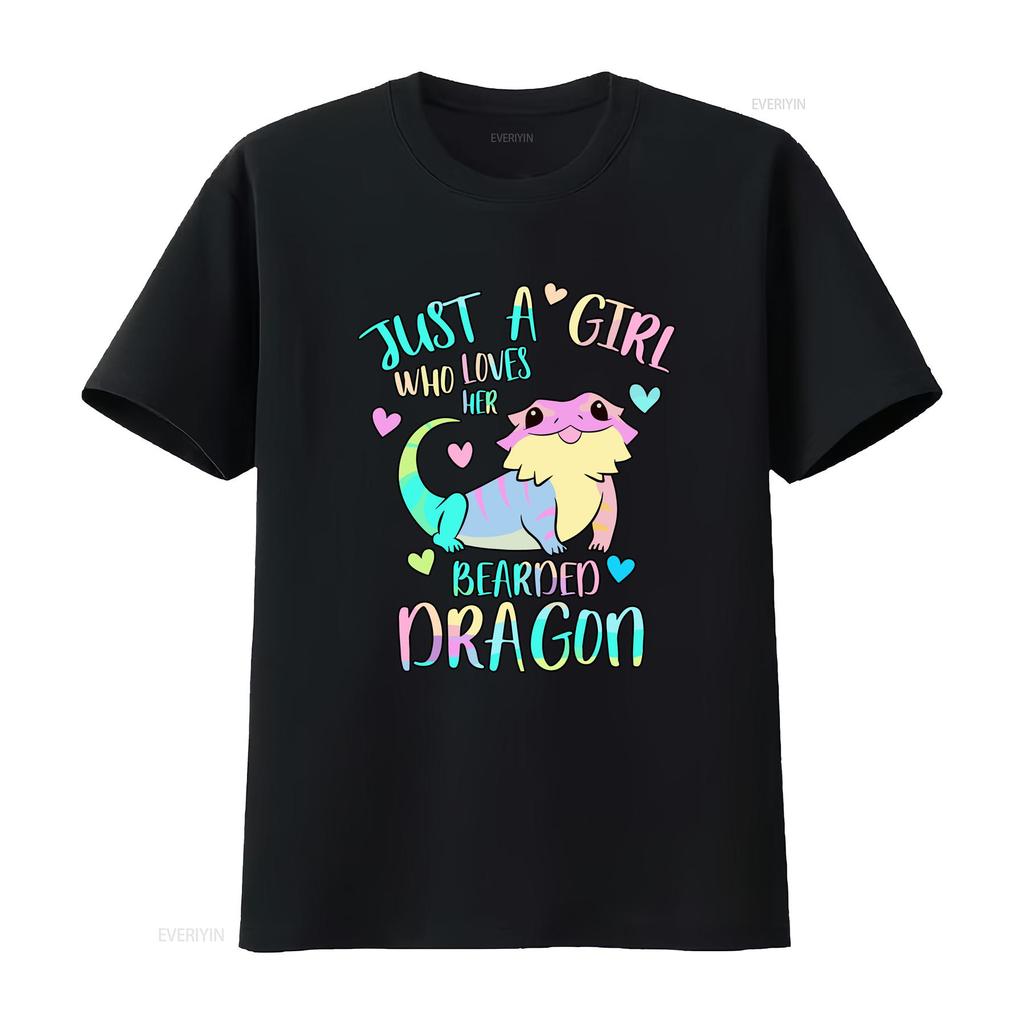 Just A Girl Who Loves Her Bearded Dragons Lizard Reptile T Shirt Vintage Breathable Graphic Top For Everyday Wear Homme