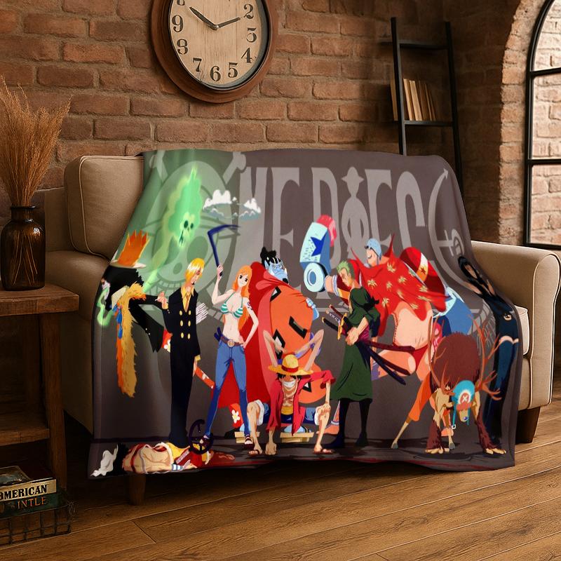 Anime Zoro One P-Piece Cartoon Flannel Blanket Soft Warm Throw Blanket for Bedroom Living Room Bed Travel Camping Picnic Kid