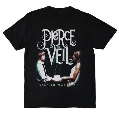 Pierce The Veil Selfish Machines Schwarzes Kurzarm-Baumwoll-T-Shirt Unisex Sommer Herren Damen Oberteil T-Shirt Streetwear Lässig Trend Y2k