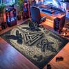 Vintage Viking Rune Raven Valknut Symbol Print Rug, Non Slip Floor Mat for Living Room Bedroom Home Decor