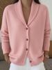 2026 European & American Autumn/Winter Women's Knit Cardigan - Loose, Lazy Style, Lapel, Buttoned, Plain Long Sleeve Sweater