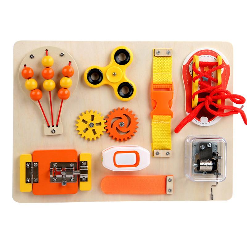 Music Box Wooden Fingertip Gyro Safety Buckle Game Board Children Puzzle Toy