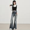 2025 Women's Low Waist Stretch Flare Jeans - Retro Whiskered Micro Flare